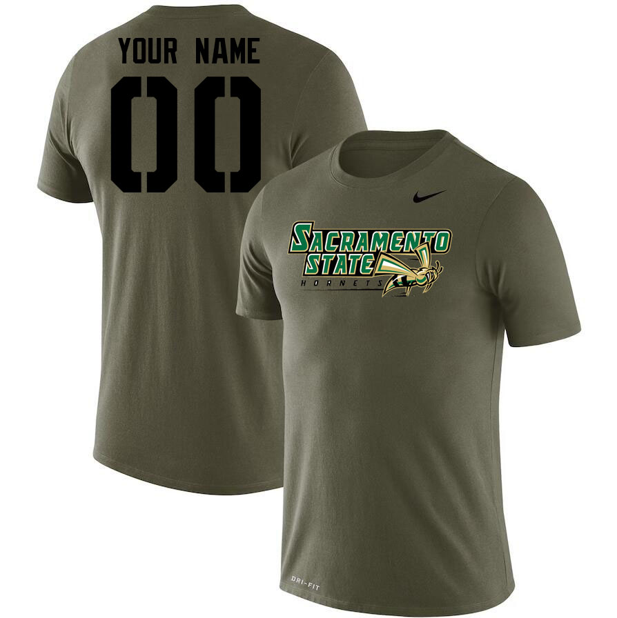 Custom Sacramneto State Hornets Name And Number Tshirts-Olive
